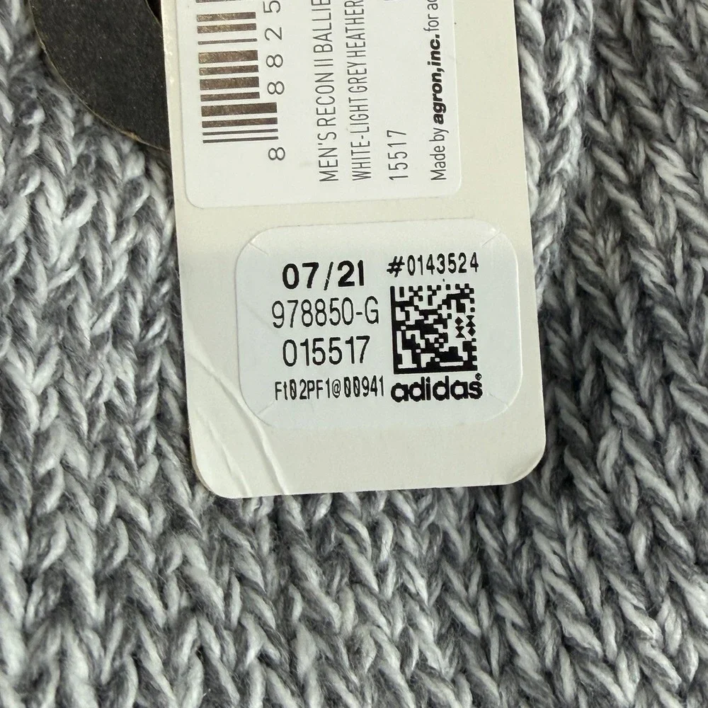 Adidas Men's Grey/White Pom Pom Winter Fleece Lined Beanie Hat Cap Toboggan NWT